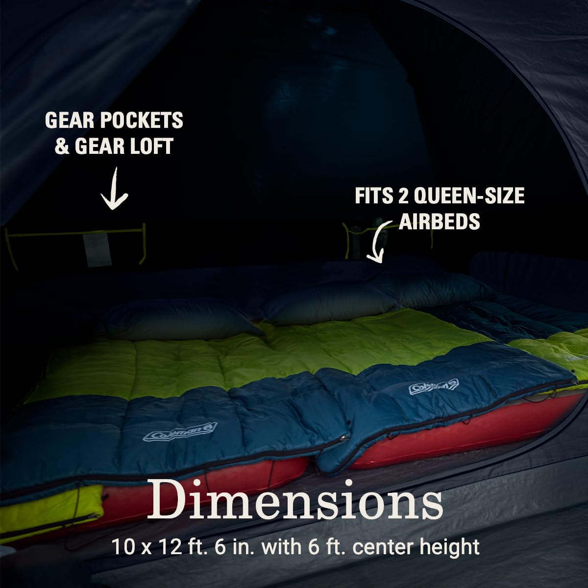 Coleman Skydome 6-Person Screen Room Camping Tent With Dark Room Technology