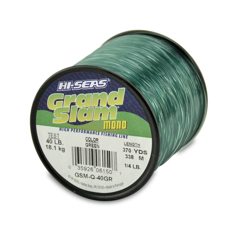 Hi-Seas Grand Slam Monofilament Line, 40 lb / 18.1 kg Test, .024 in / 0.60 mm Dia, Green, 370 yd / 338 m