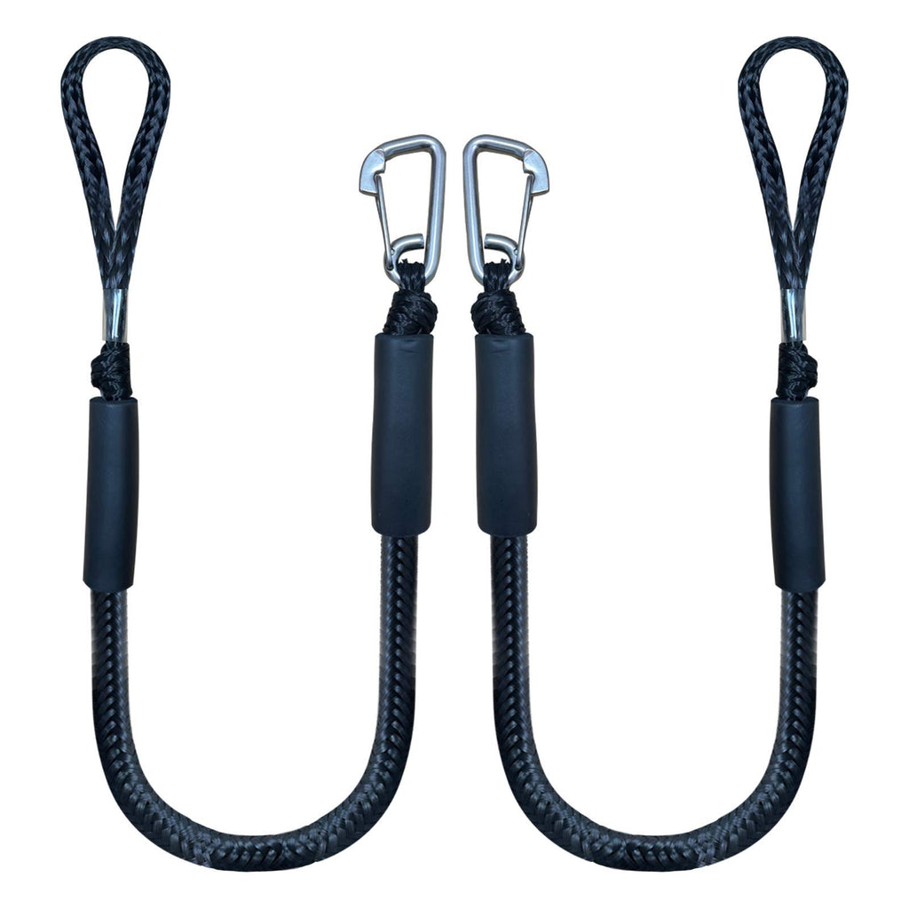 Bungee Dock Line Mooring Rope For Docking With Stainless Steel Clip Accessories For Boats Pwc, Built In Snubber, Kayak, Watercra
