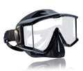 Tilos Single Lens Panoramic Large Wide View Mask For Scuba Diving & Snorkeling (Nose Purge, Black Silicone)
