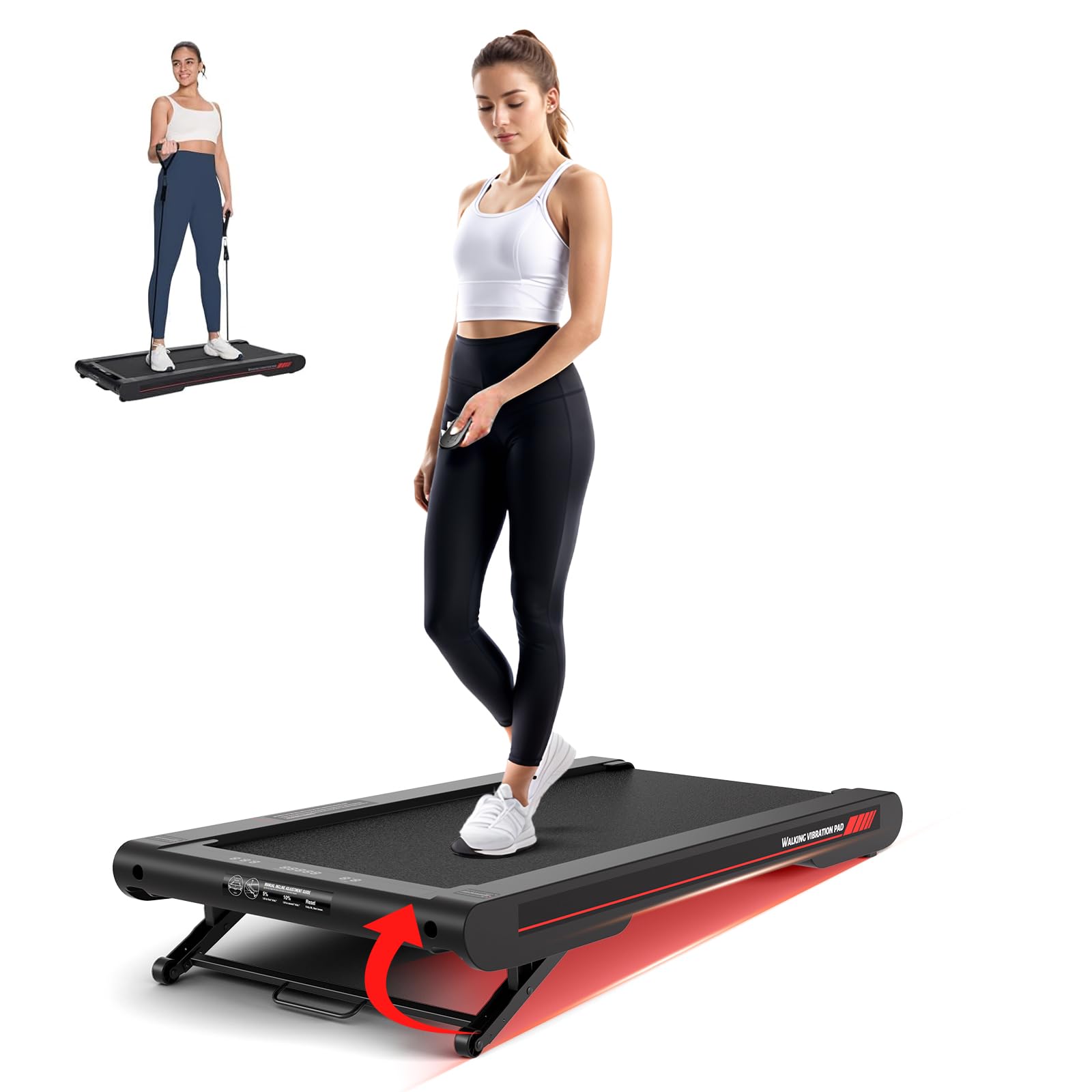 Sperax Walking Vibration Pad with Manual Incline,4-in-1 Under Desk Treadmill with APP Vibration Machine, Suitable for Home and O