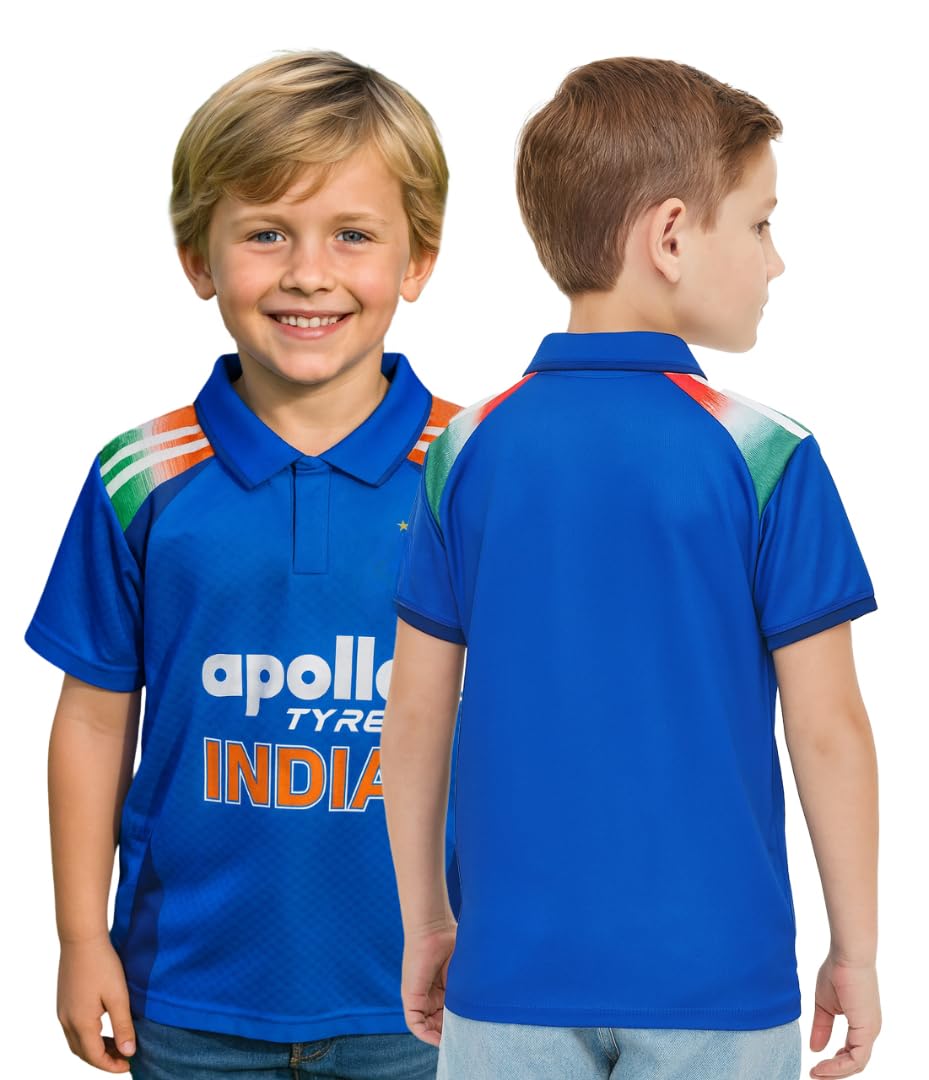 Sportigo Indian ODI Cricket Team Jersey 2025 for Kids (in, Age, 3 Years, 4 Years, Blue)