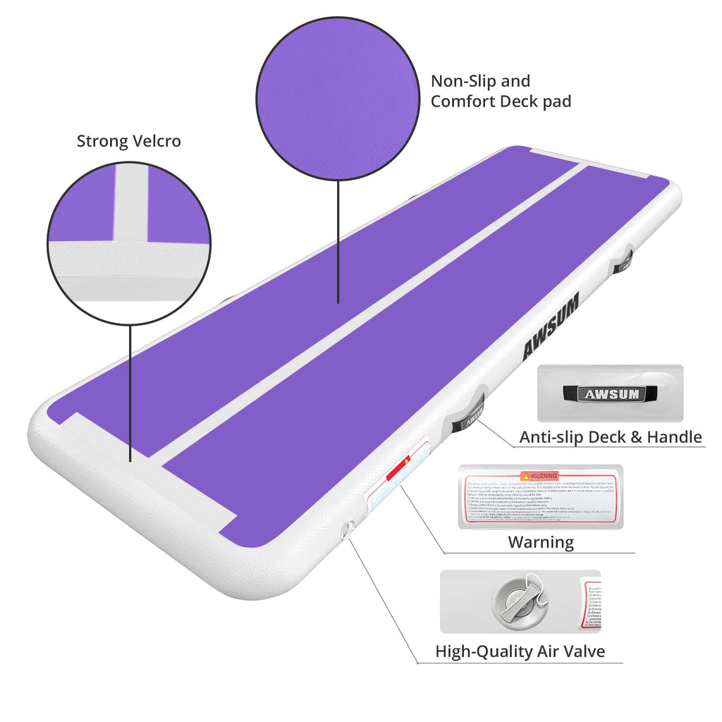 Awsum Air Gymnastics Mat 10Ft/13Ft/16Ft/20Ft/23Ft Inflatable Track Training Mat 4/8 Inches Thick Tumbling Mat With Electric Pump