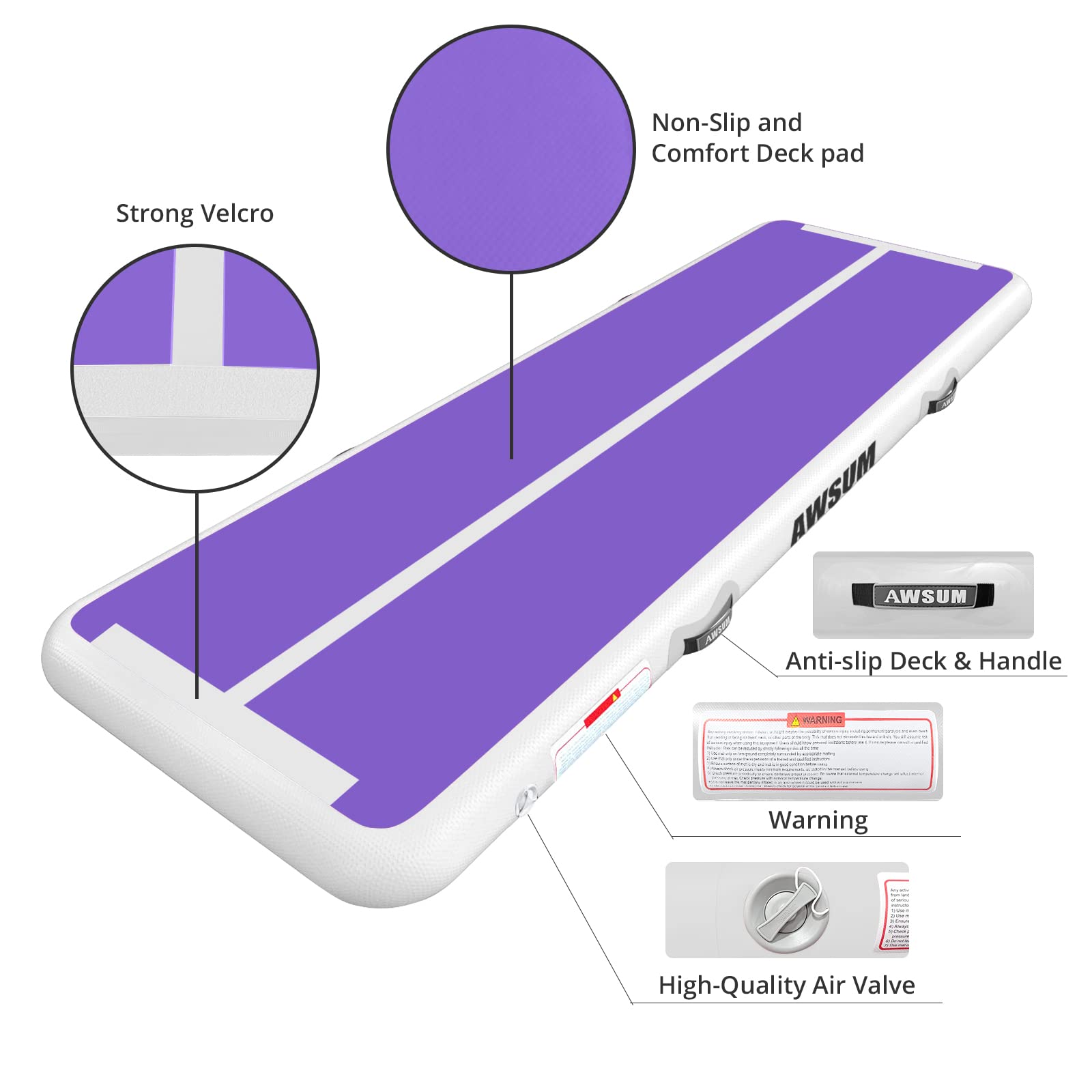 Awsum Air Gymnastics Mat 10Ft/13Ft/16Ft/20Ft/23Ft Inflatable Track Training Mat 4/8 Inches Thick Tumbling Mat With Electric Pump
