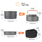 Yeto Camping Cookware Set Hard-Anodized Aluminum Foldable Backpacking Camping Pots And Frying Pans Cooking Camp Kitchen Camping