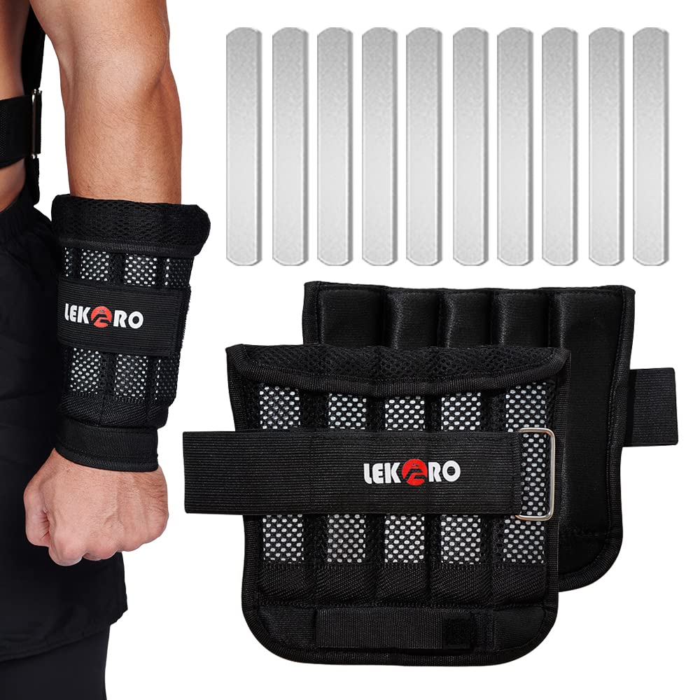 LEKRO Wrist Arm Weights, Adjustable Wrist Weights, Removable Wrist Ankle Weights for Men Women, for Fitness, Walking, Jogging, W