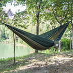 Outereq Portable Parachute Camping Hammocks Lightweight Nylon Fabric Travel Hammock (Army/Olive, 295Cm X 198Cm/Double)