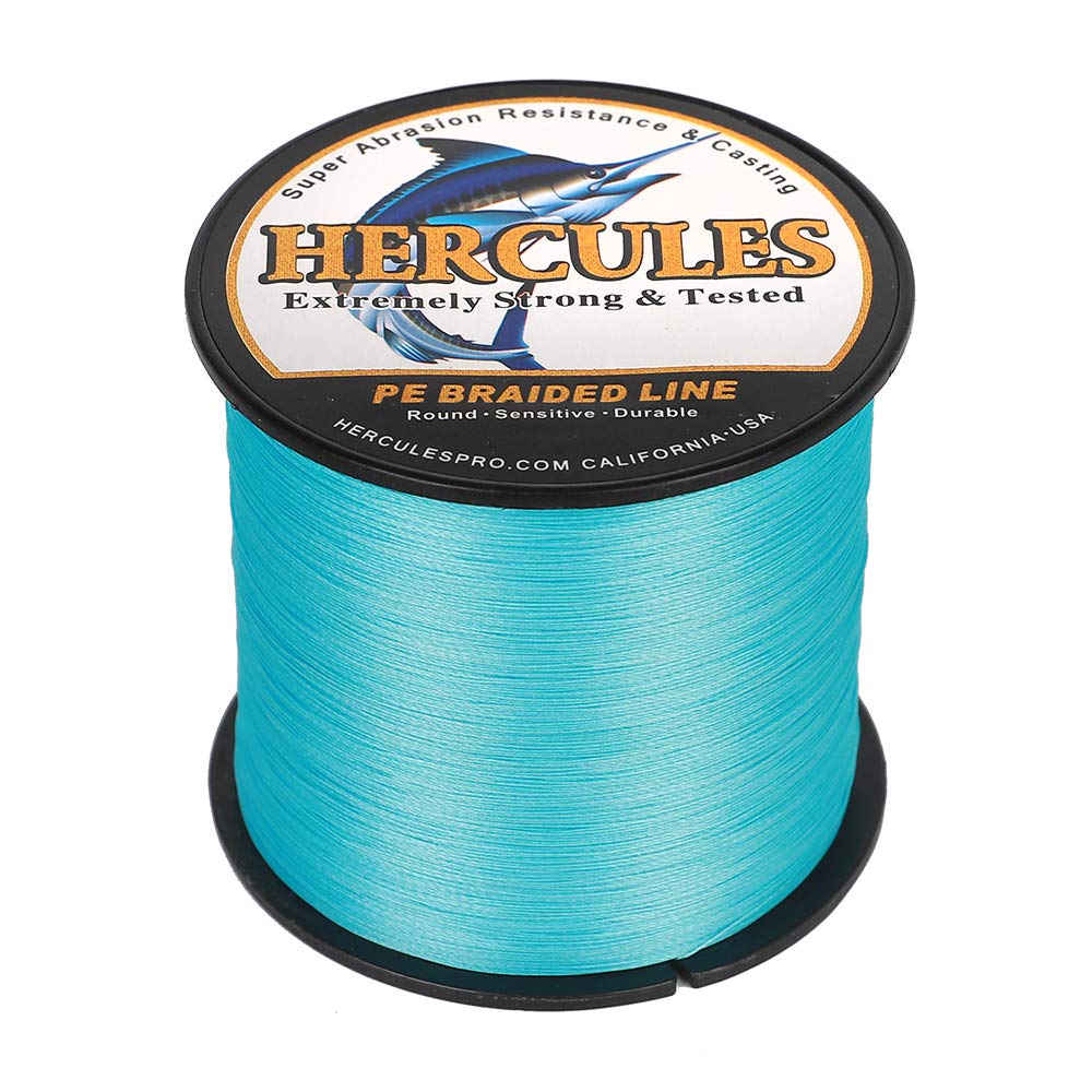 Hercules Braided Fishing Line 1500M 1640Yds 10Lbs-200Lbs Pe Superline 8 Strands (Blue 20Lb/9.1Kg 0.20Mm)