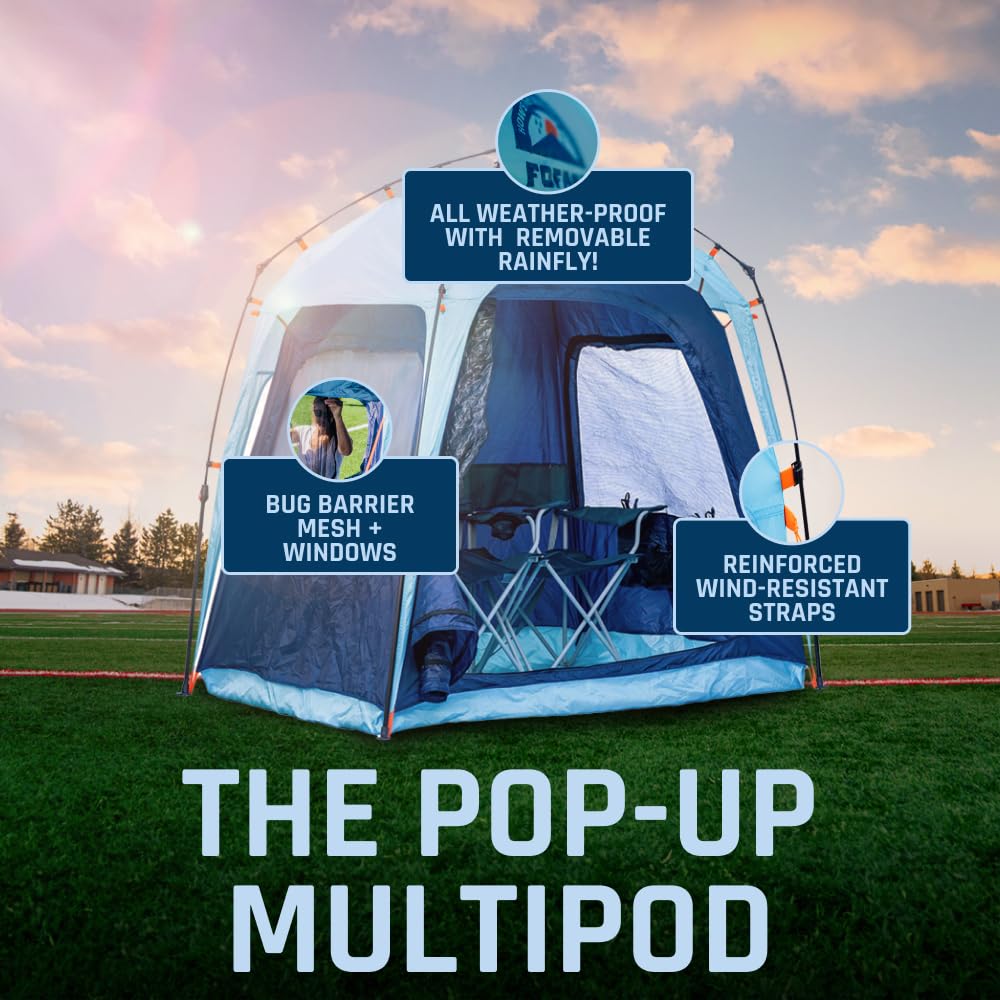 Fofana Pop Up Tents For Camping - 4-Person Dome, Blue - Windproof & Water-Resistant Cold Weather Tent & Pop Up Shelter With 270-