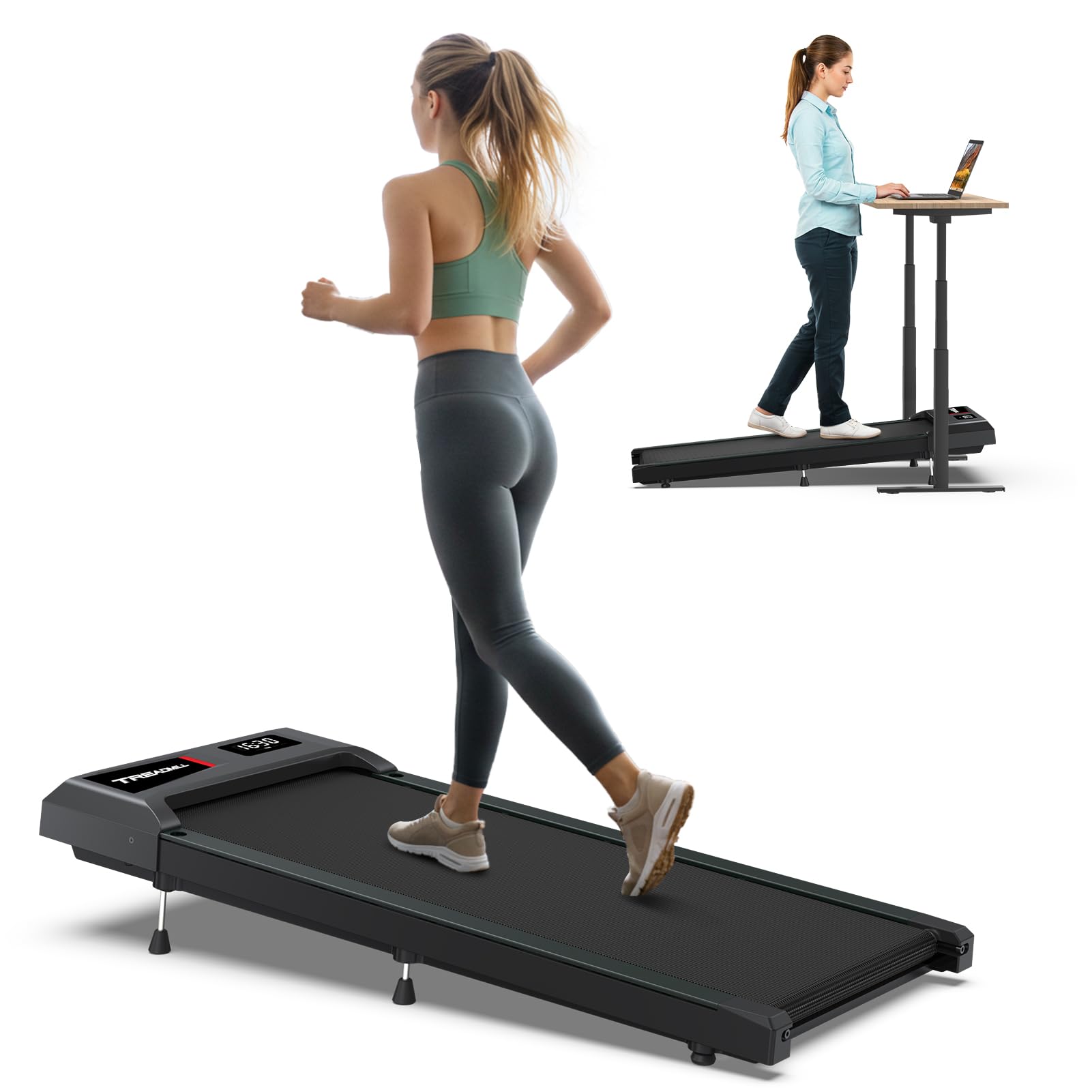Wellfit 10% Incline Walking Pad, Under Desk Treadmill For Home Office Small, Only 29Lb Lightweight Smart Treadmill With Mute Rem