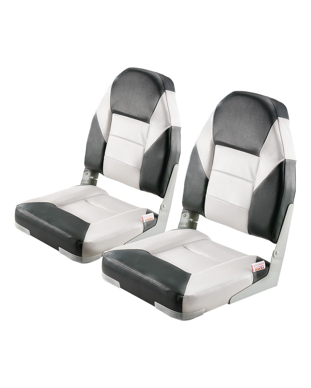 Vevor High Back Boat Seat 2 Pack, Folding Fishing Boat Seat With Thickened Sponge Cushion & Waterproof Pvc Leather, Aluminum All