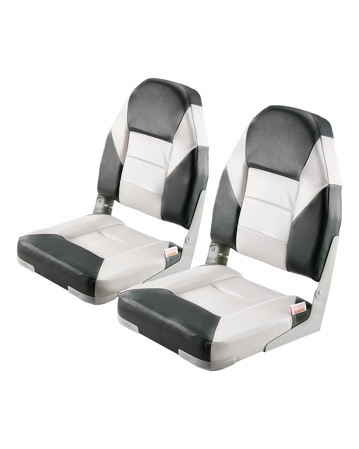 Vevor High Back Boat Seat 2 Pack, Folding Fishing Boat Seat With Thickened Sponge Cushion & Waterproof Pvc Leather, Aluminum All