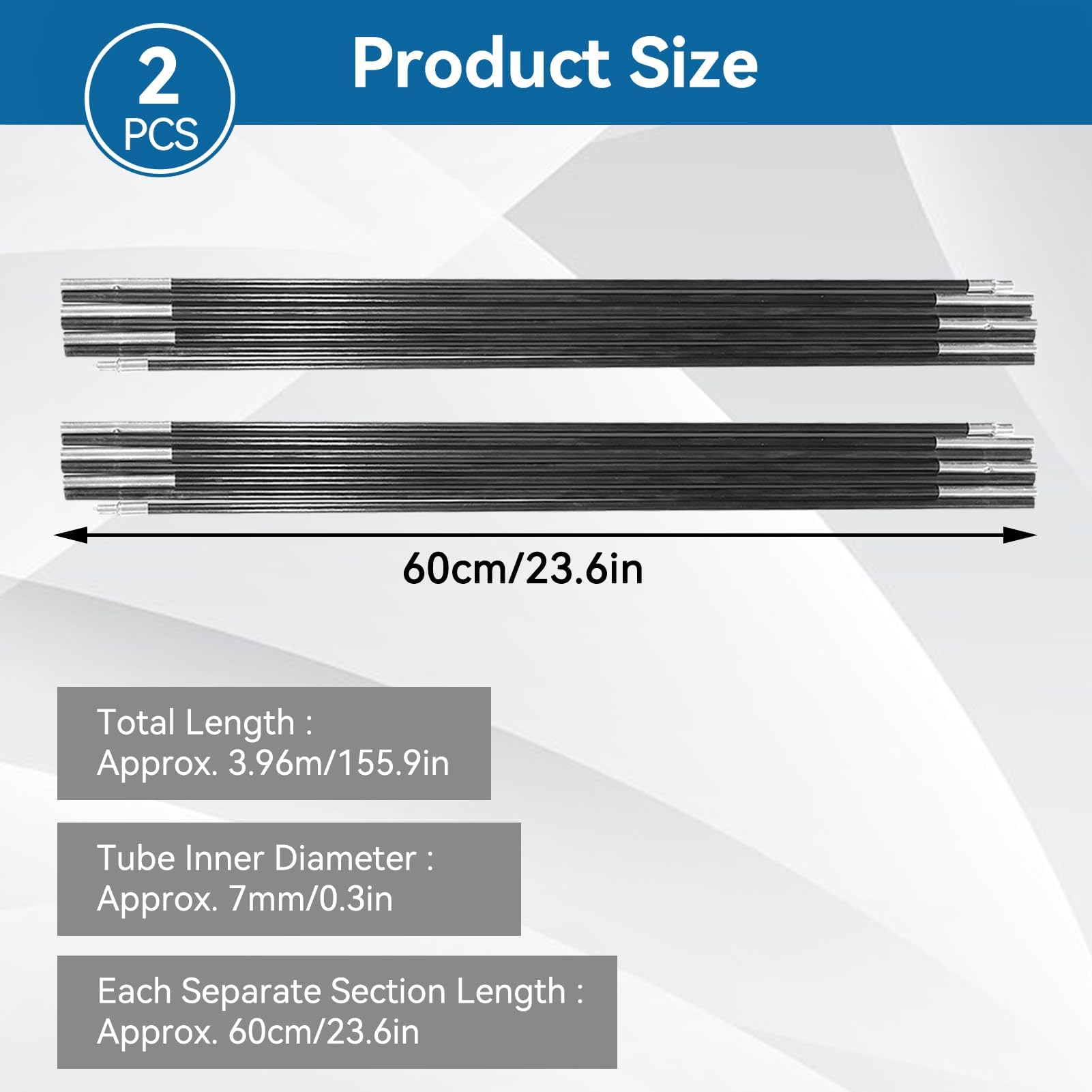 Tent Replacement Pole, 4M Camping Tent Poles Replacement For 3-4 People Fiberglass Camping Tent Pole Bars Outdoor Support Rods A