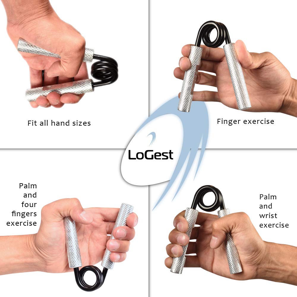 Logest Metal Hand Grip Set, 100Lb-350Lb 6 Pack No Slip Heavy-Duty Grip Strengthener With Gift Box, Great Wrist & Forearm Hand Ex