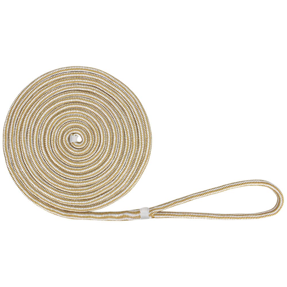 Extreme Max 3006.2132 Boattector Double Braid Nylon Dock Line - 5/8'' X 25', White & Gold