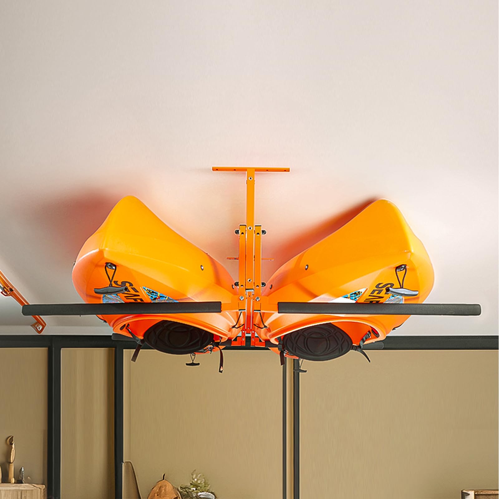 Vevor Kayak Ceiling Storage Rack, Ceiling Storage Rack For 2 Kayak Canoe Sup, Adjustable Height Overhead Kayak Holder Hanger Wit