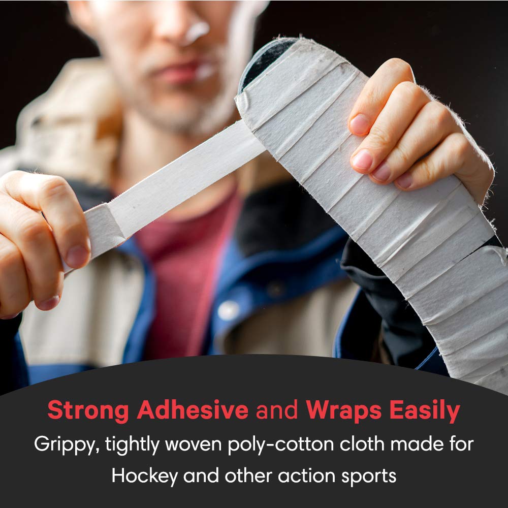 Sports Tape White Hockey Tape, 6 Rolls, 1 Inch Wide, 20 Yards Long (Cloth)