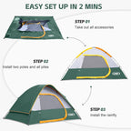 Camping Tent 4 Person, Waterproof Windproof Tent With Rainfly Easy Set Up-Portable Dome Tents For Camping (Dark Green)