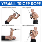 Yes4All Deluxe Red Black Tricep Rope 27 Inches Black Cable Attachment, Pulley System Gym Pull Down Rope With Carabiner, Exercise