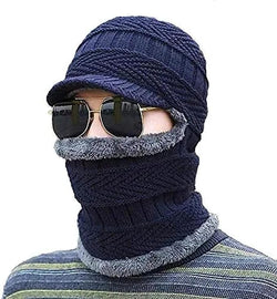 Mastano Mens Woolen New Unisex Monkey Cap Smooth Fur Material (Multicolour) (In, Alpha, Free Size, Blue)