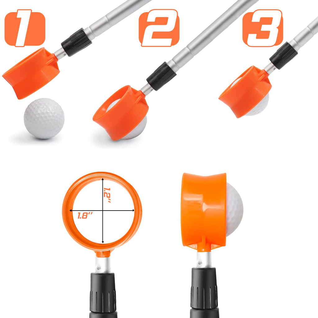 Prowithlin Golf Ball Retriever, 12Ft Aluminum Alloy Golf Ball Retriever Telescopic Golf Accessories Golf Gift