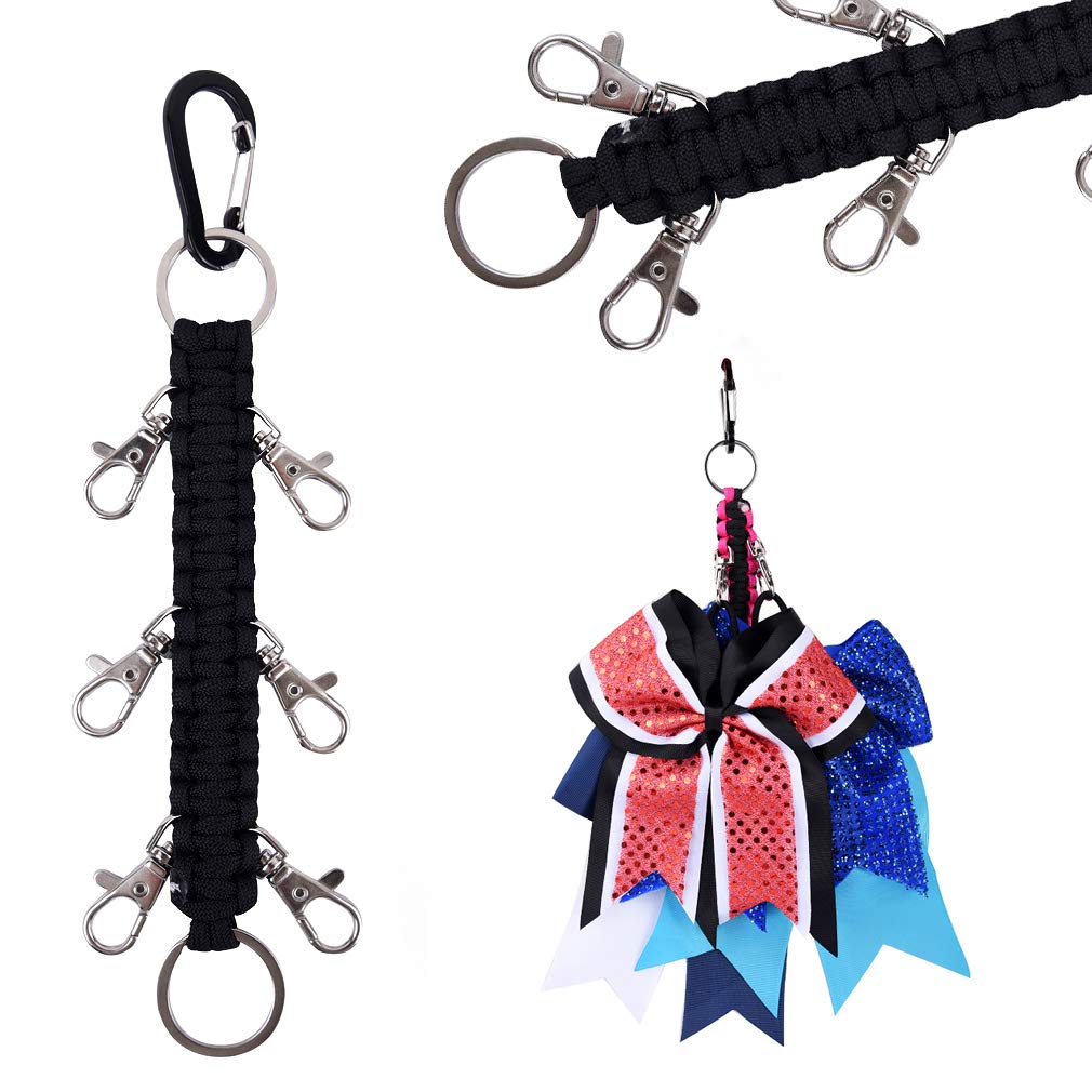 Deeka Paracord Handmade Cheer Bows Holder For Cheerleading Teen Girls High School College Sports - Black