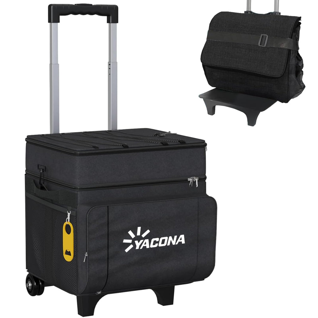 Cooler With Wheels And Handle, 50 Can Rolling Cooler, Portable Collapsible Soft Cooler With Wheels, Leakproof Insulated Wheeledc