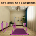 Foldable & Movable Gymnastics Kip Bar,Horizontal Bar For Kids Girls Junior,No Wobble Gym Equipment For Home Indoor,3 To 5 Adjust