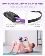 LIONSCOOL Pilates Ring Set (Purple) - 14 Pilates Ring, 9 Pilates Mini Ball and Three Fabric Resistance Bands Included