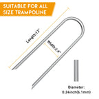 Trampoline Stakes U Shaped Anchors Heavy Duty Metal 12''- Long Trampolines Ground Wind Stakes For Soccer Goals, Camping Tents, G