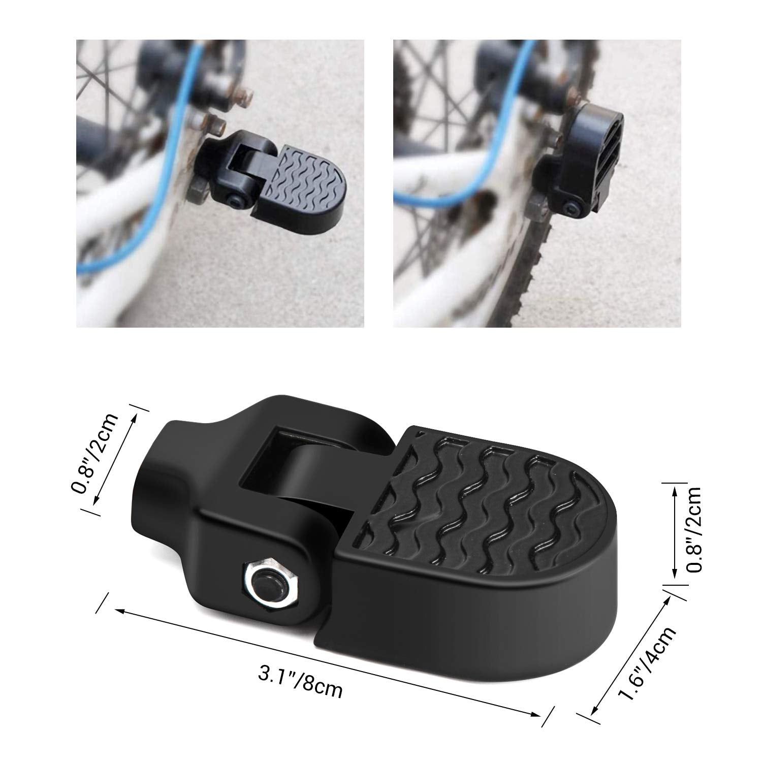 Tobwolf 1 Pair Mini Bike Rear Pedals, 3.1X1.6 In / 8X4Cm Aluminium Alloy Folding Bike Pegs, Non-Slip Bicycle Footrests, Foot Pla