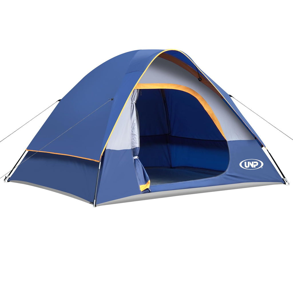 Unp Camping Tent 4 Person, Waterproof Windproof Tent With Rainfly Easy Set Up Portable Dome Tents For Camping (Navy Blue)