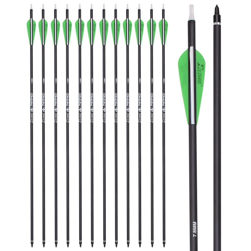 Archery 28Inch Carbon Arrow Practice Hunting Arrows With100 Grain Removable Tips For Compound & Recurve Bow(Pack Of 12)