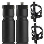 50 Strong Bike Water Bottle Holder And Bottle Combo | 2-Pack Bike Water Bottles & Water Bottle Cage | 22 Oz Sports Squeeze Water