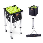 Vevor Foldable Tennis Ball Hopper, Holds 150 Tennis Balls, Lightweight Aluminum Alloy Tennis Ball Basket Cart With Wheels, Remov