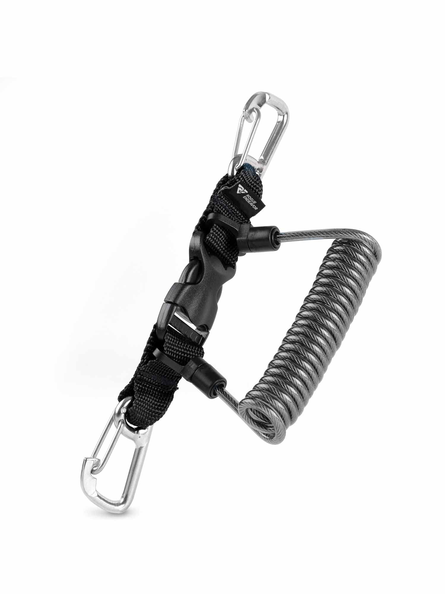 Rogue Endeavor Heavy Duty Scuba Diving Lanyard,Snappy Coil, 3.25 Stainless Steel Carabiners,Quick Release Buckle,36 Steel Core L