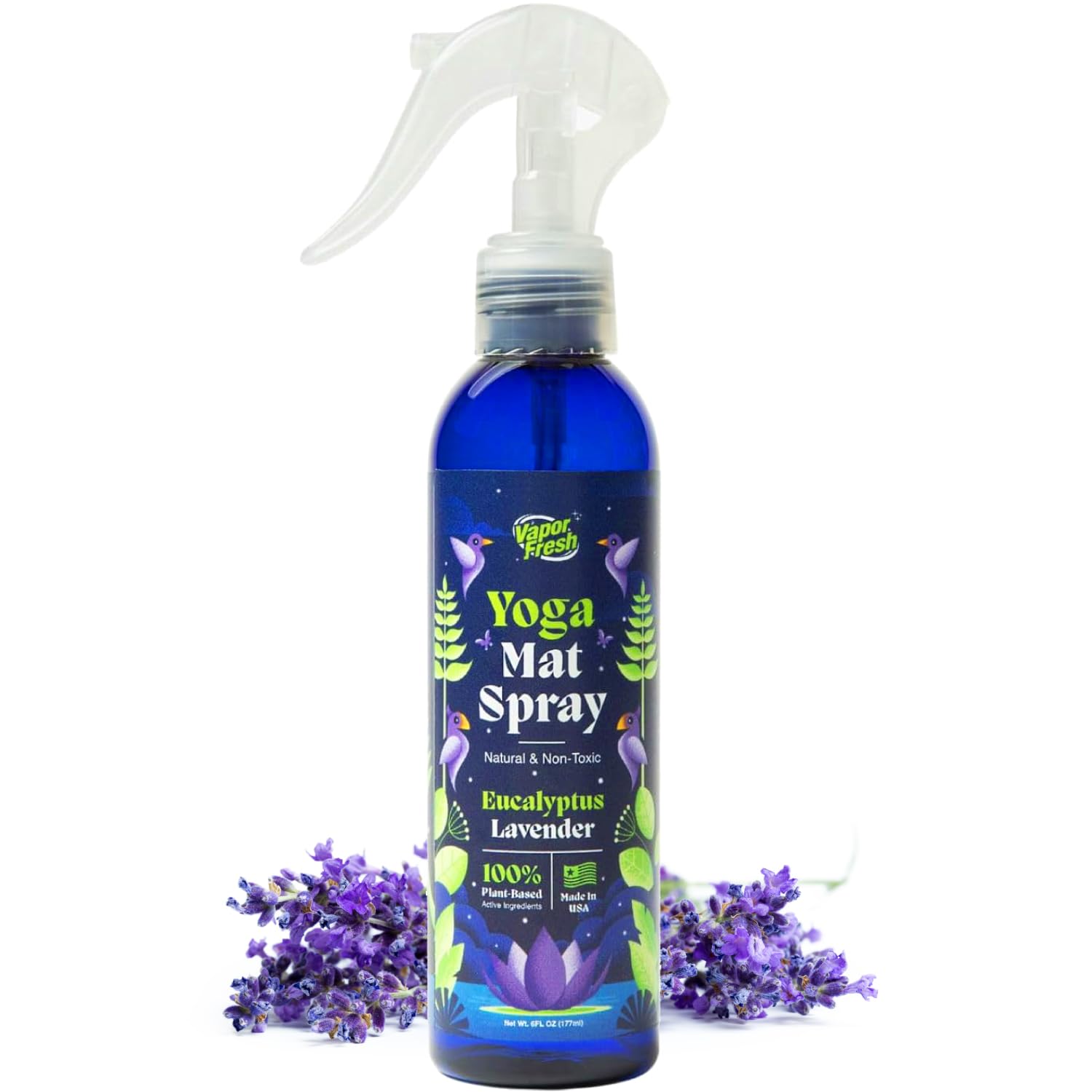 Vapor Fresh Yoga Mat Cleaner Spray, 6oz (Eucalyptus Lavender) - For Yoga Blocks, Mats, Straps and More - Powered By Essential Oi