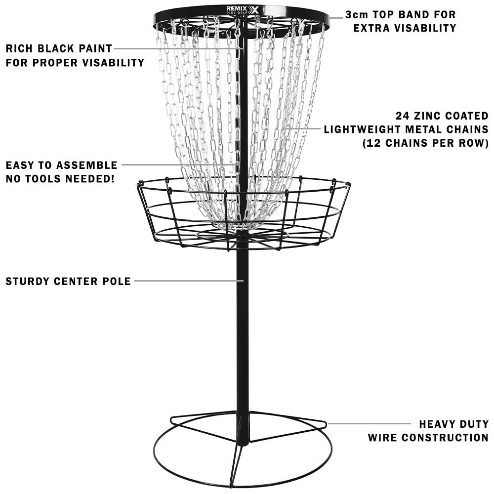 Remix Deluxe Practice Basket For Disc Golf - Black
