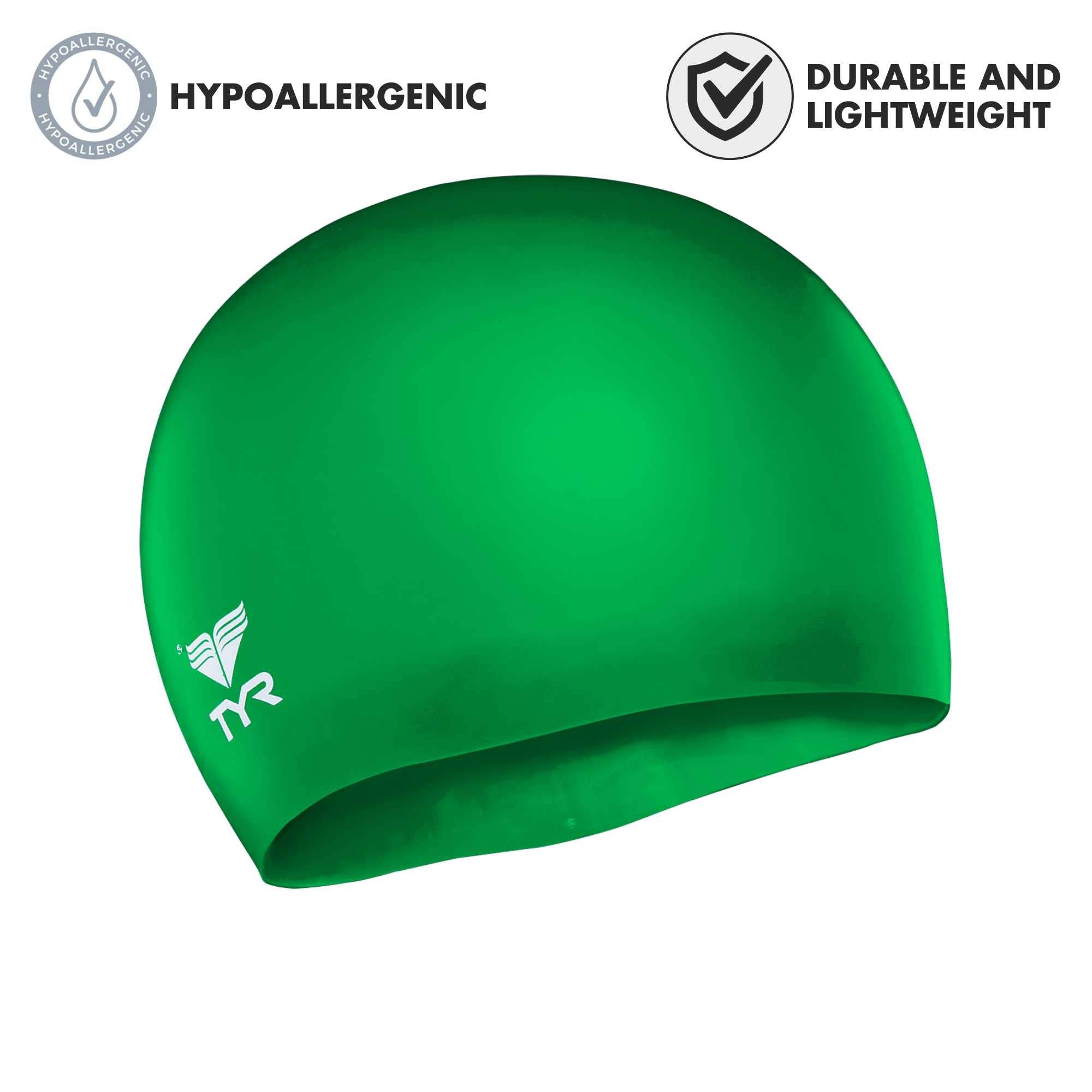 Tyr Wrinkle Free Junior Silicone Cap, Apple Green