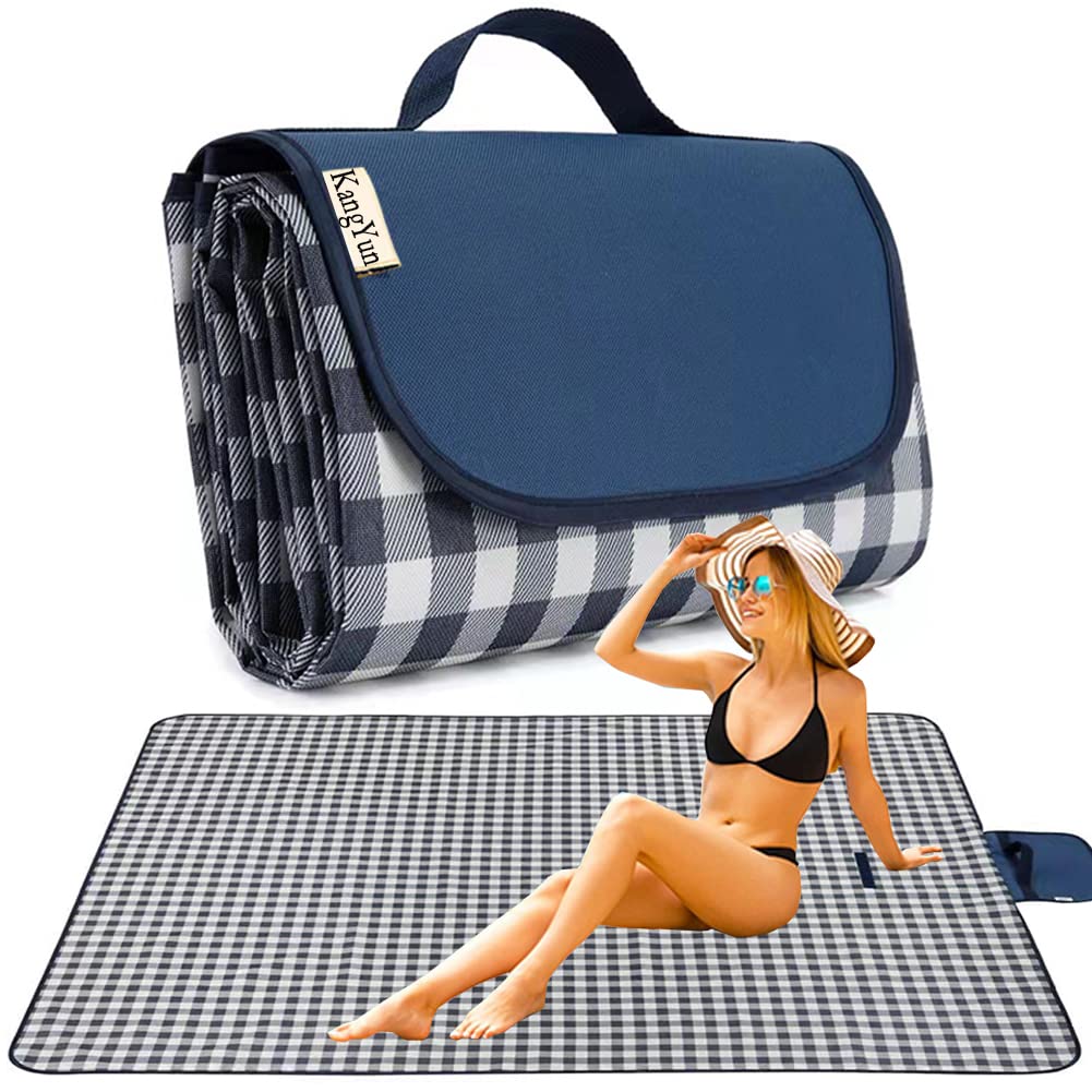 K Y Kangyun Picnic Blanket|Beach Mat|Picnic Blanket For Indoor And Outdoor, 80'' X 57'' Sandproof Waterproof Larger Mat For Beac