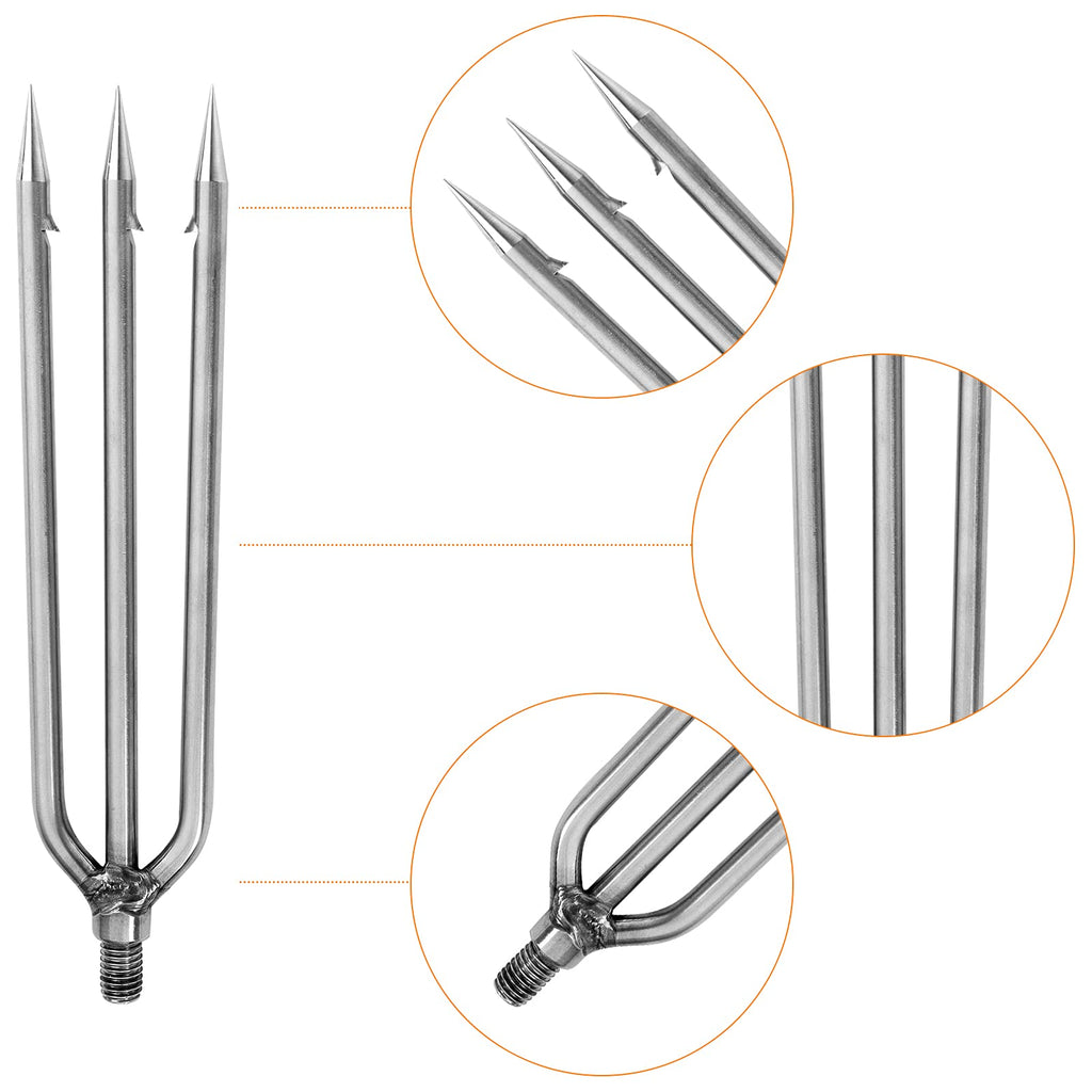 Fregito Fishing Harpoon Stainless Steel Fishing Barbed Spear Gig Gaff With 8Mm Screw For Outdoor Fishing Landing Large Fish Frog