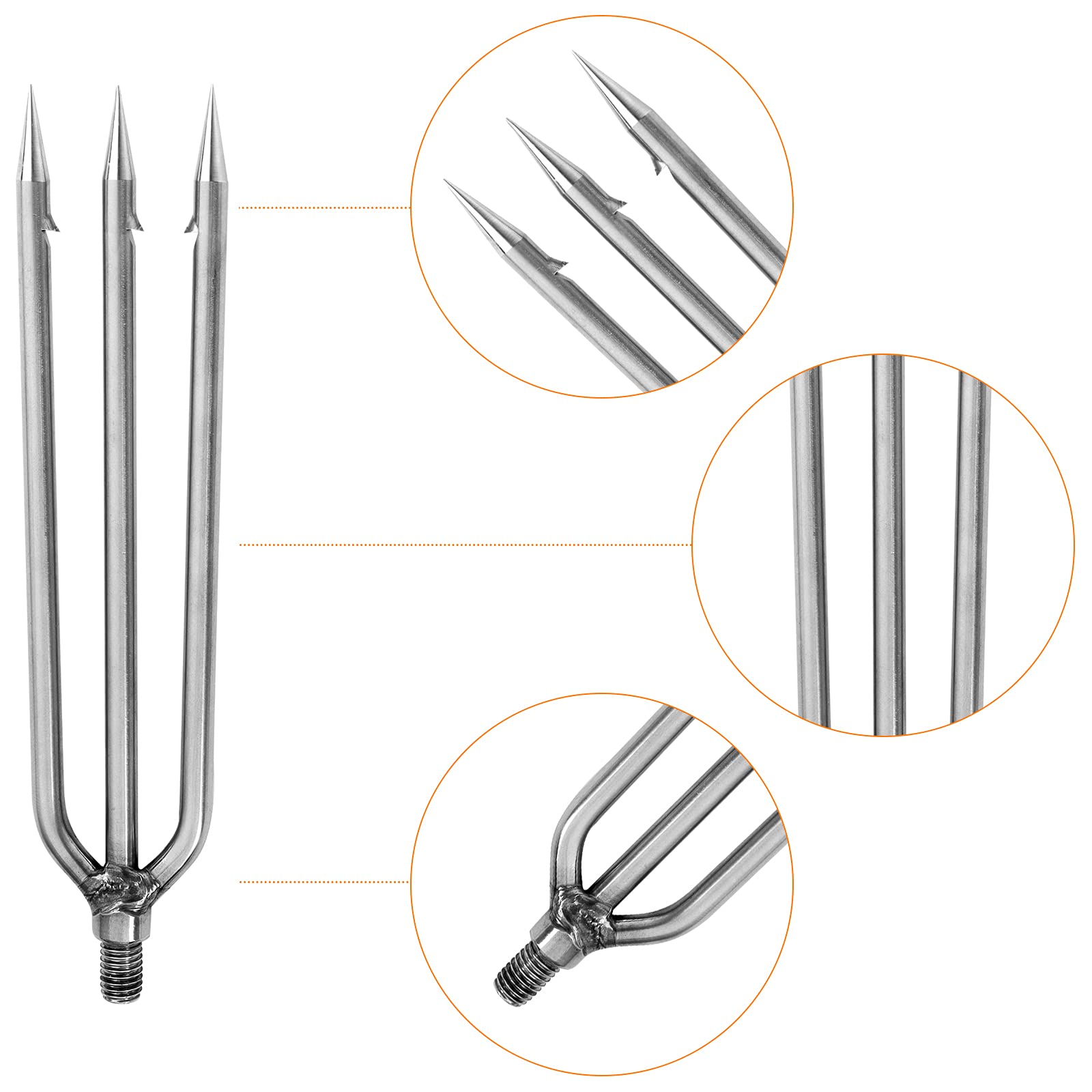 Fregito Fishing Harpoon Stainless Steel Fishing Barbed Spear Gig Gaff With 8Mm Screw For Outdoor Fishing Landing Large Fish Frog
