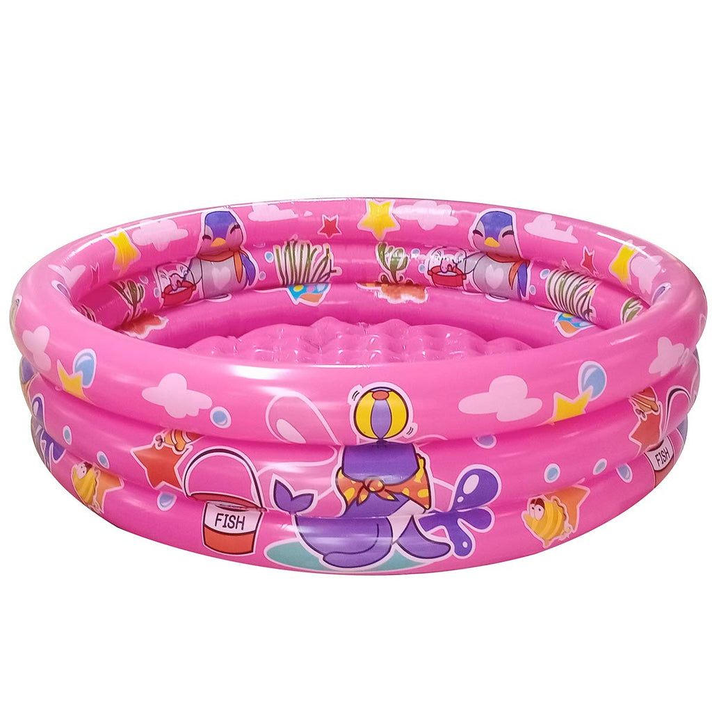 Big Summer 3 Rings Kiddie Pool, 48   X12   , Kids Swimming Pool, Inflatable Baby Ball Pit Pool, Small Infant Pool (Pink)