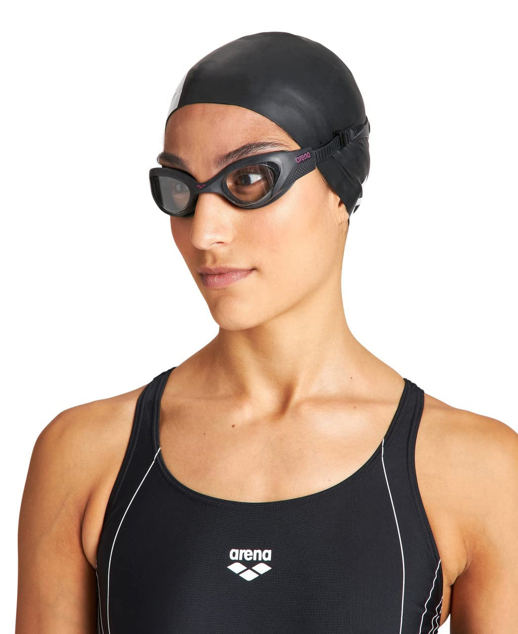 Arena The One Woman Swim Goggles For Women Watertight Fit Orbit-Proof Seals Anti-Fog Polycarbonate Non-Mirror Lens, Smoke/White/