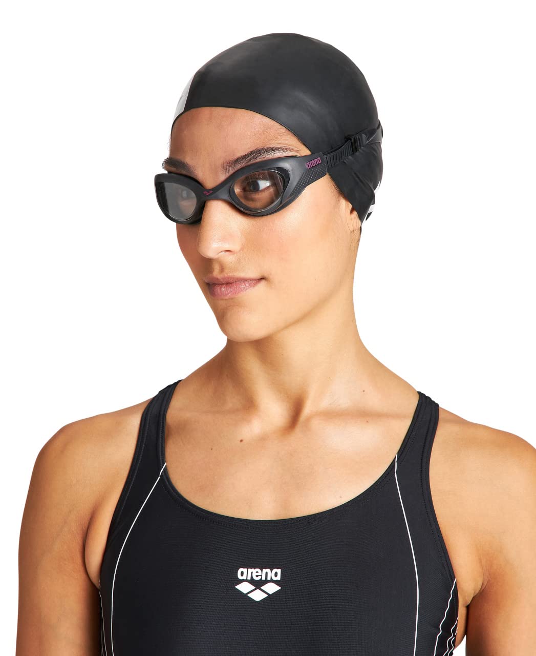 Arena The One Woman Swim Goggles For Women Watertight Fit Orbit-Proof Seals Anti-Fog Polycarbonate Non-Mirror Lens, Smoke/White/