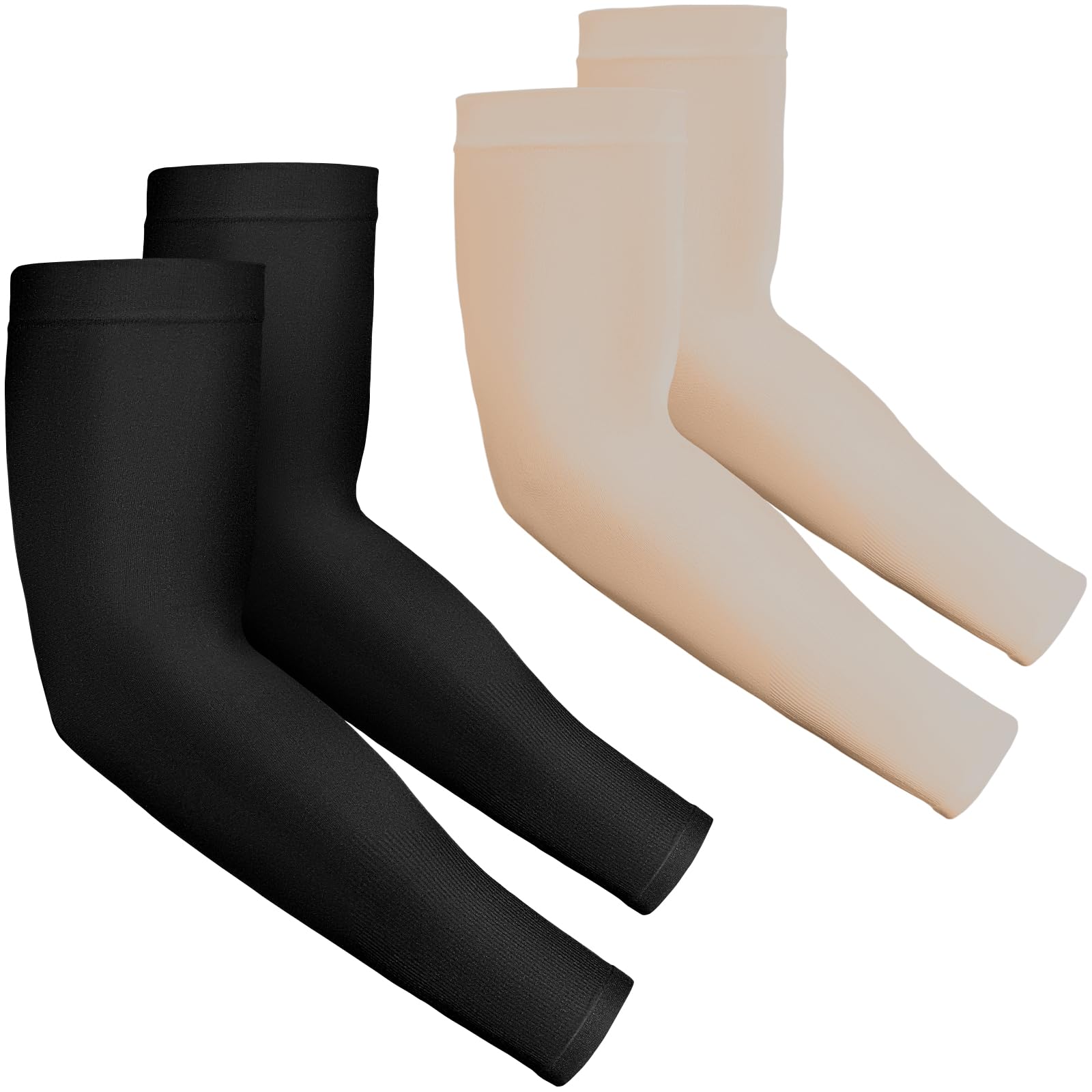 Rescoto 2 Pairs Uv Protection Cooling Arm Sleeves Compression Sun Sleeves For Men Women Youth, Tattoo Cover Up, Upf 50 (2 Pairs:
