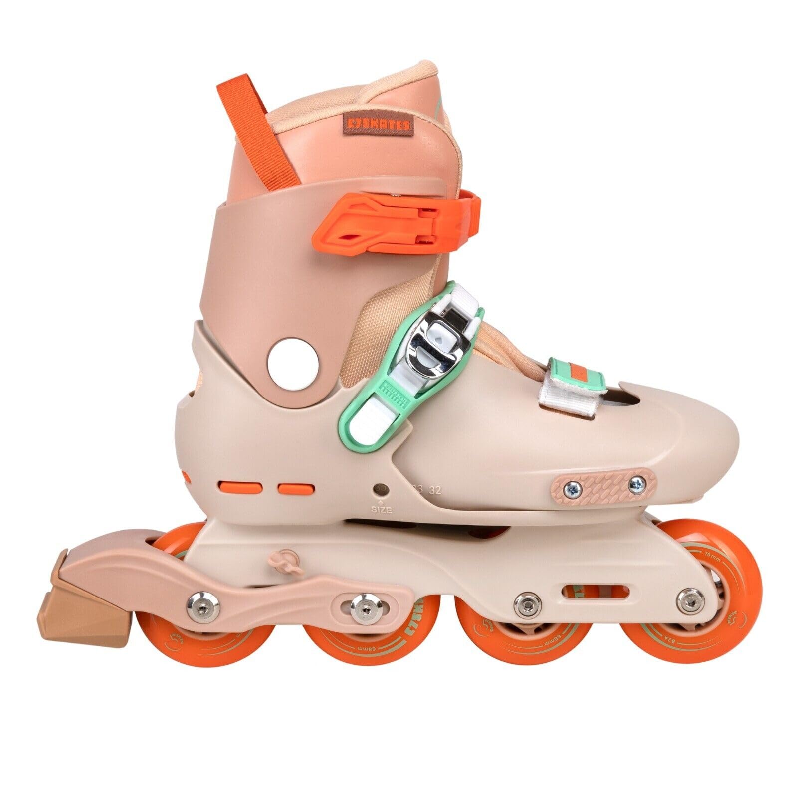C SEVEN C7skates Nostalgic Jr. Inline Skates for Girls, Boys, and Youth (Tangerine, Size L)