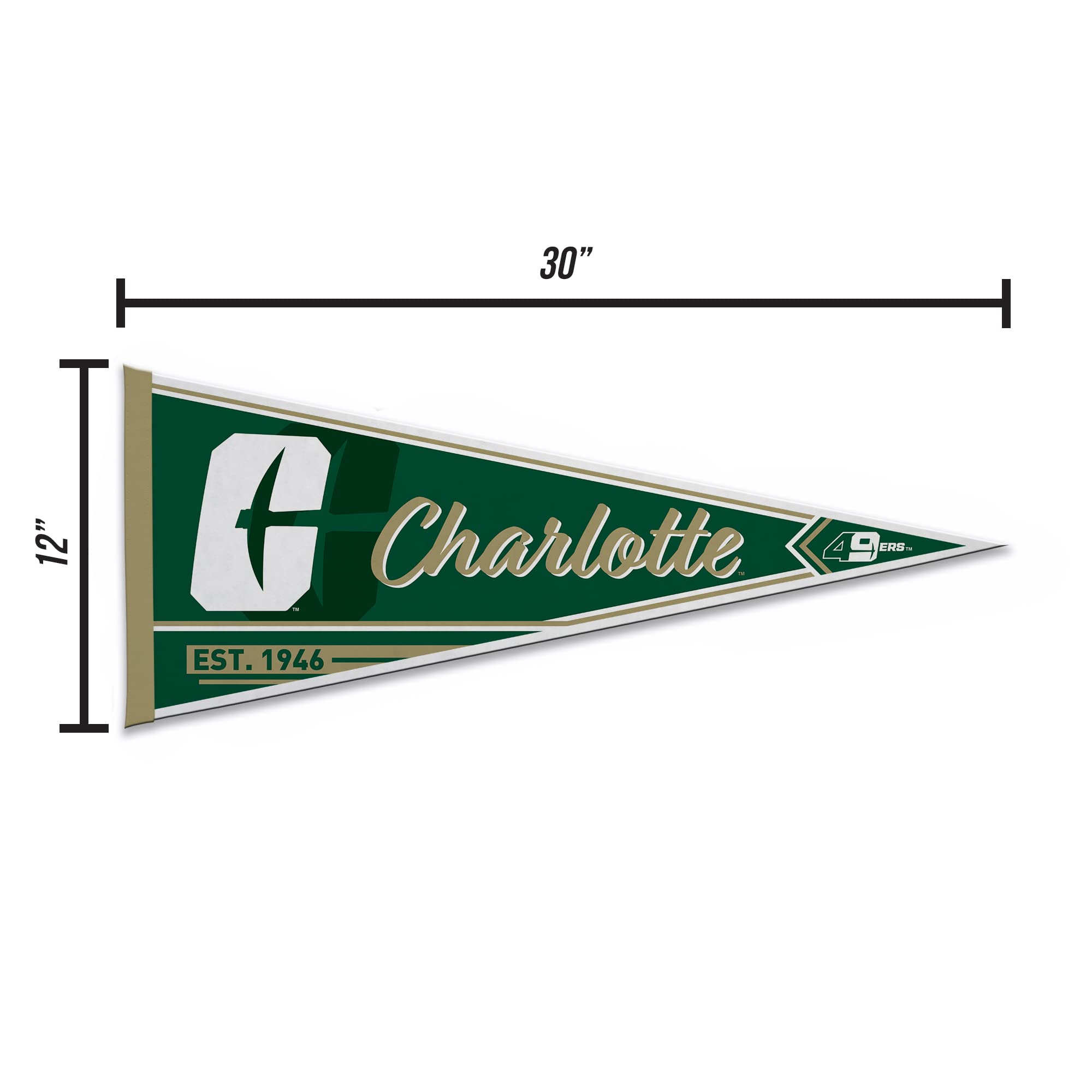Rico Industries Ncaa North Carolina-Charlotte 49Ers Classic 12'' X 30'' Felt Wall D  Cor Pennant - Great For Home/Bed Room/Man C