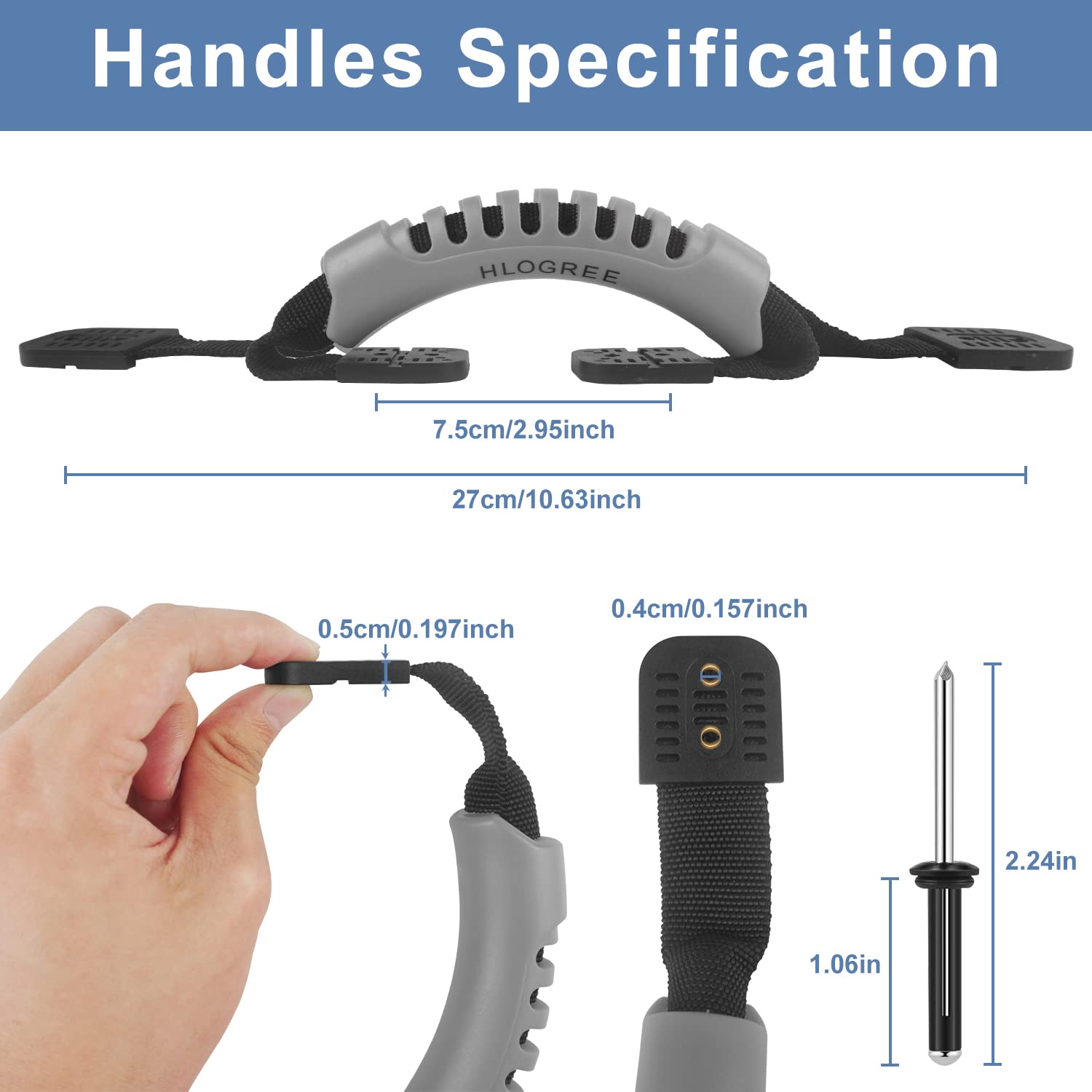 Hlogree Kayak Carry Handle, 4 Pcs Kayak Accessory Canoe Boat Side Mount Carry Handle Rubber Handles Replacement Hardware Kit For