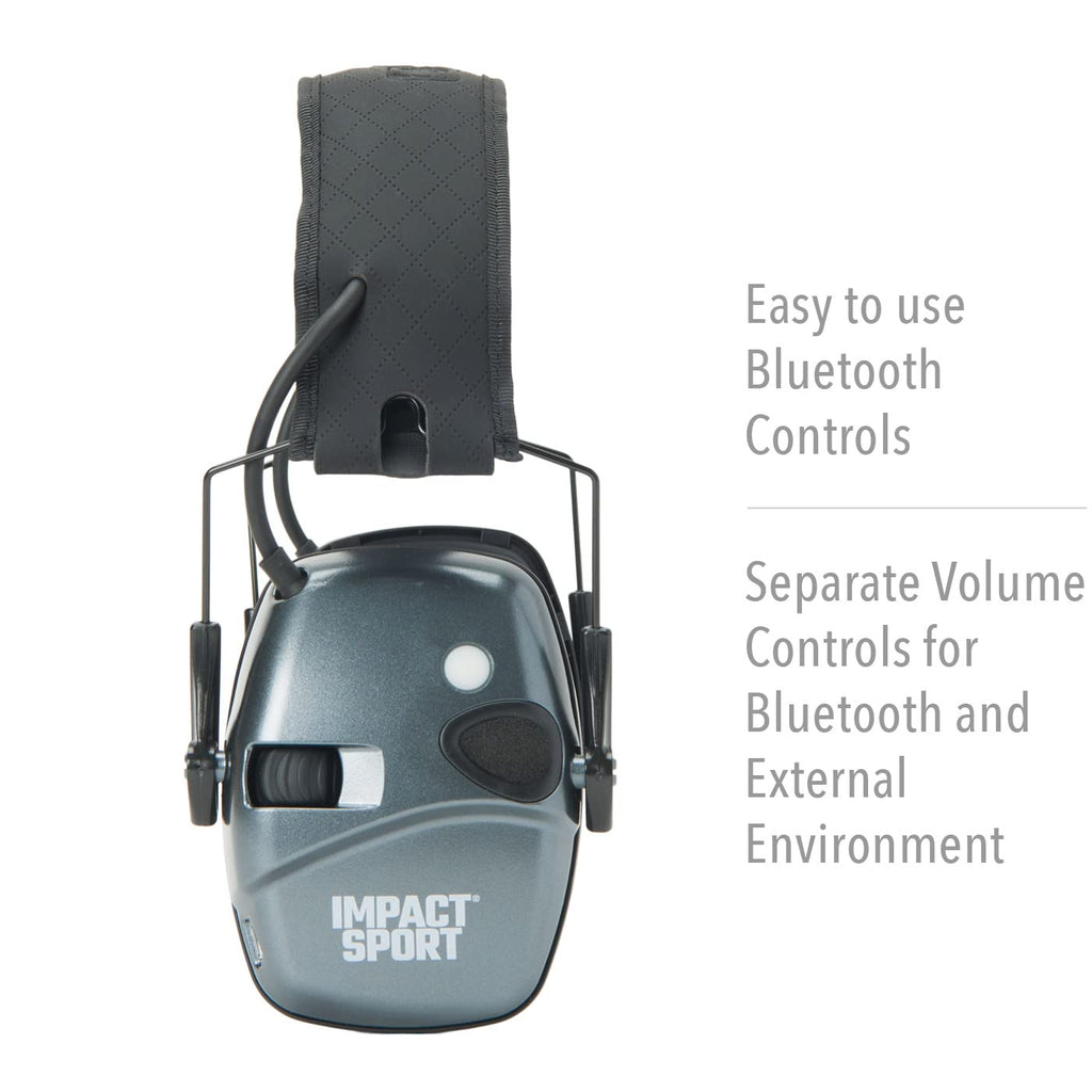 Howard Leight Honeywell Ademco Howard Leight Impact Sport With Bluetooth, Metallic Charcoal Gray With Cooling Gel Ear Pads (R-02